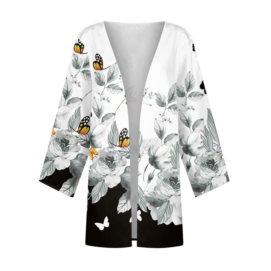 Женская повседневная модная легкая куртка средней длины с принтом в стиле ретро, ​​кардиган