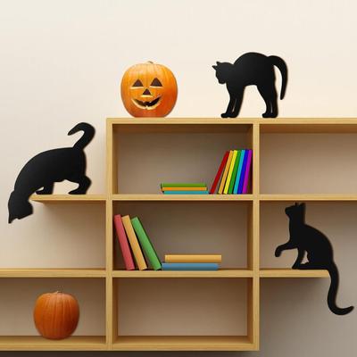 3/4 шт. Хэллоуин черный кот декор деревянный силуэт кошки дверной уголок декор страшная семейная домашняя вечеринка подвесной знак вырезанный дверной оконный декор