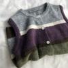 2025 Plus Size Autumn Women Stripes Sleeveless Vest Sweaters Knitting Purple Casual Style Loose Sweater