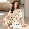 Pyjamas Set for Women‘s Short Sleeve Long Pants Student Casual Cartoon Bear Sweet Cuet Sleepwear Loungewear Romantic Nightwear