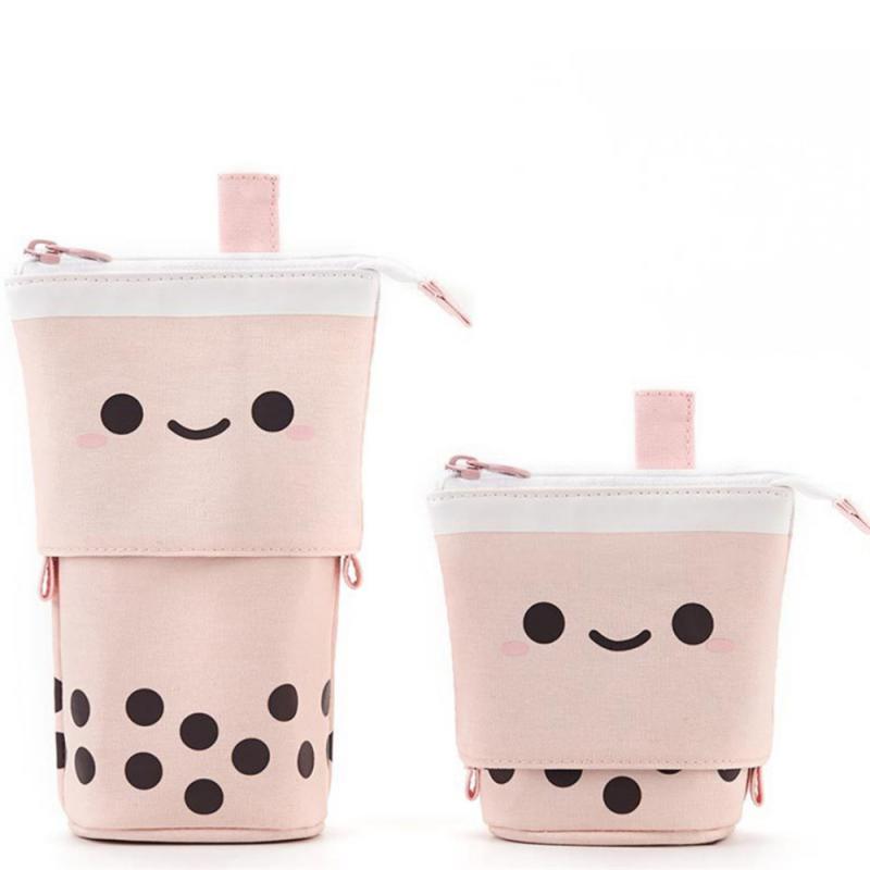 Милый пенал вертикальный держатель для карандашей выдвижной пенал для макияжа с кавайным улыбающимся лицом пенал бесплатная забавная ручка с подписью