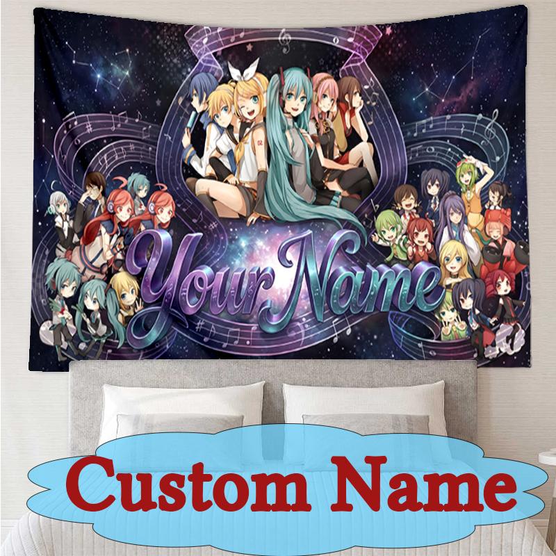 Custom Name Or Text Vocaloid Stars Harmonious Tapestry Spring Tapestry Background Cloth HD Hanging Cloth Tapestry Home Decor