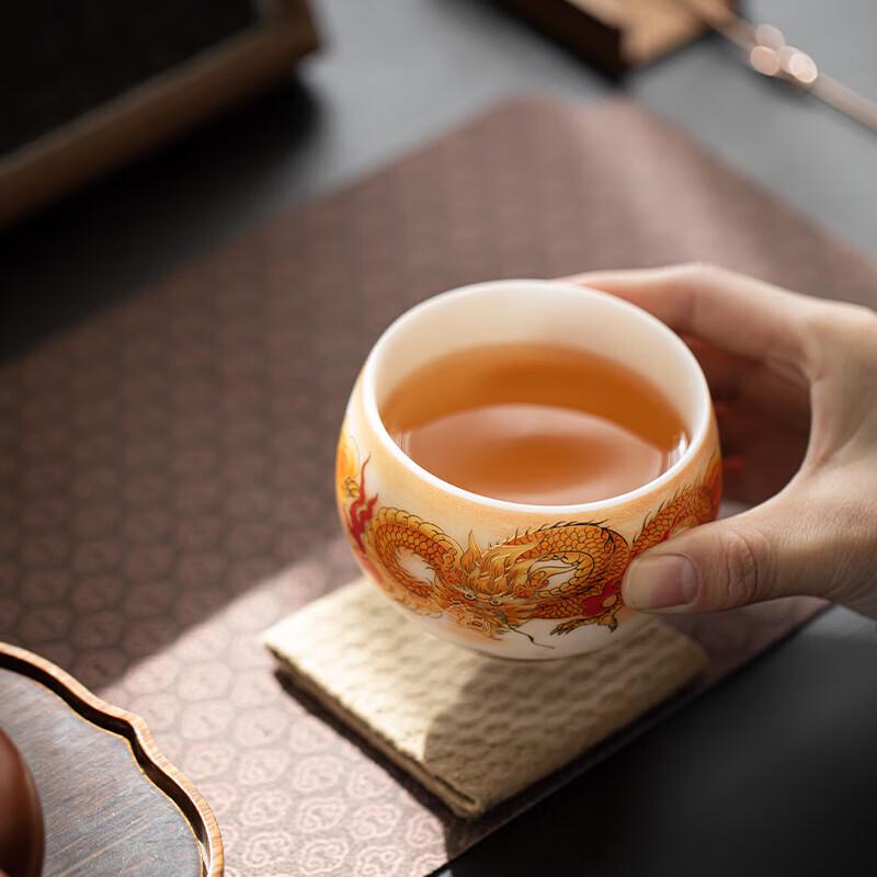 Su's Ceramic Dragon Mutton Fat Jade Zen Teacup