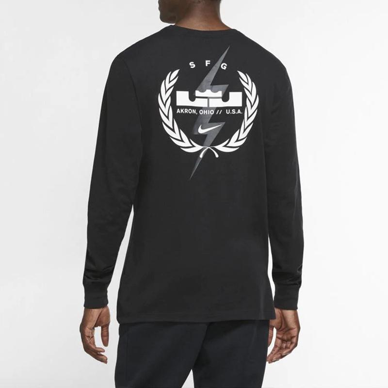 Nike Lebron Dri-Fit с круглым вырезом, баскетбольная футболка с длинным рукавом, мужские топы, черные CV2080-010