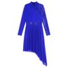 Women Sparkly Sequins Modern Lyrical Dance Dress Long Sleeve Irregular Hem Dresses Performance Costume