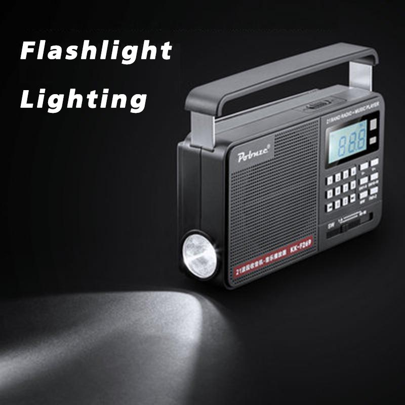 Перезаряжаемое радио FM/AM/полнодиапазонная TF-карта U-диск с фонариком Полупроводниковое радио Батарея большой емкости Цифровой плеер Подарок для пожилых людей