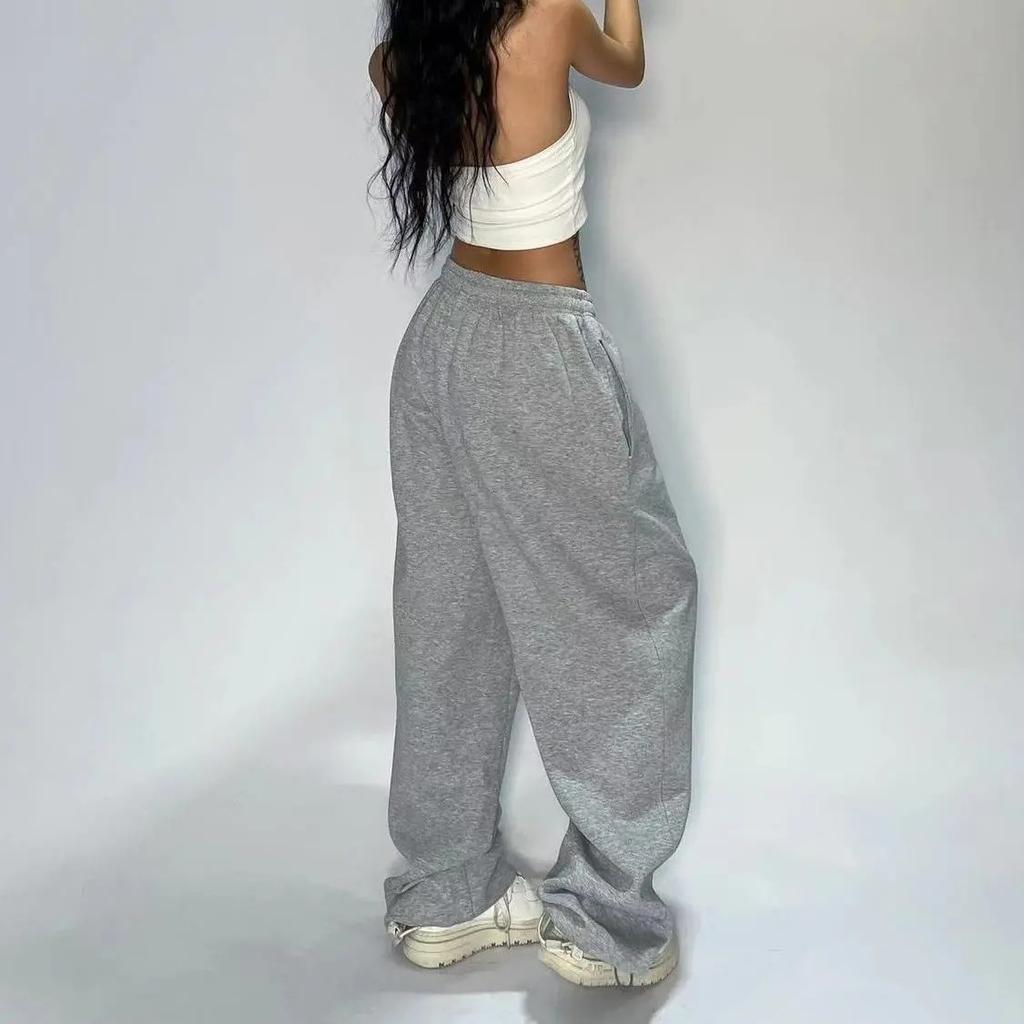 Deeptown Gray Sweatpants Women Wide Leg Black Joggers Classic Baggy Streetwear Oversized Sports Female Trousers All-match