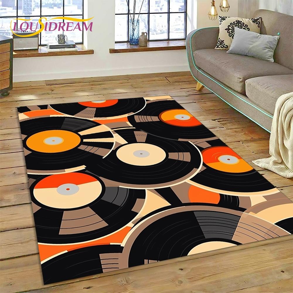 Виниловая пластинка Музыка Диджей Экран лента Ковер Ковер для гостиной Спальни Домашний декор, Коврик для пола Нескользящий Декорация для дивана Придверный коврик