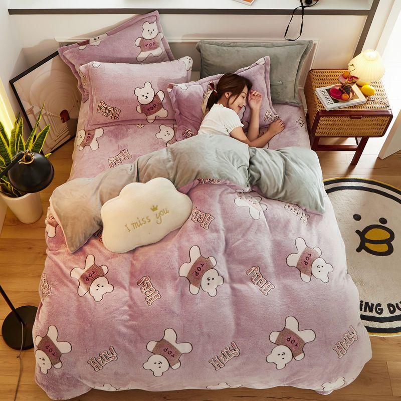 Антистатический зимний пододеяльник из толстого флиса, теплый фланелевый коралловый двухсторонний бархатный комплект постельного белья, мягкий и приятный для кожи