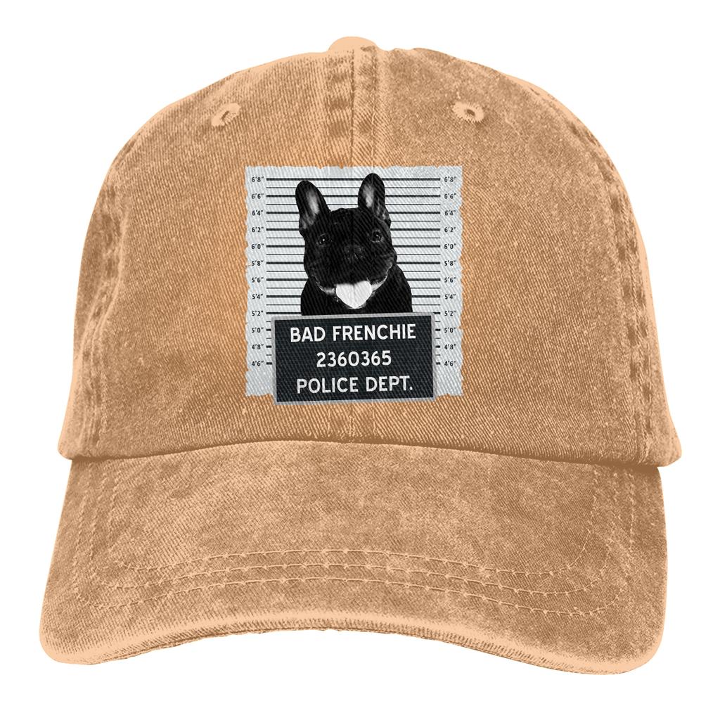 Промытая бейсболка унисекс Frenchie Mug Shot Trucker Snapback Кепки Папа Шляпа Французский бульдог Любитель собак Шапки для гольфа