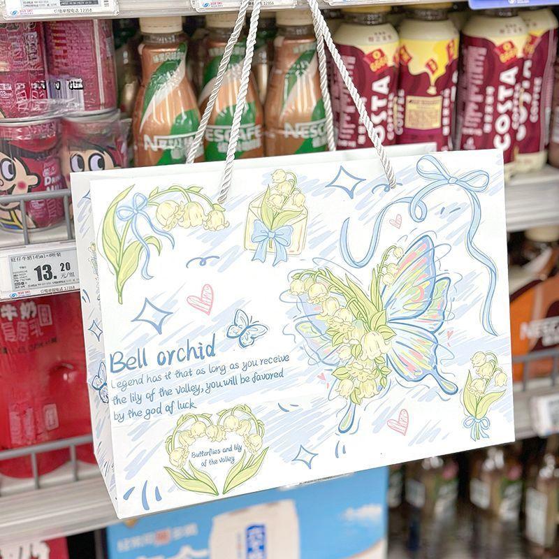 Новый Инс Стиль, Колокольчик Орхидея, Бабочка, Изысканный, Подарочная Упаковка Подарочный Пакет, Утолщенный, Картон, Прочный, Пакет для Ручной Упаковки