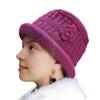 Women Thicken Knitted Hat Flower Crochet Bucket Hat for Elderly Women Winter Warm Fisherman Hat for Outdoor Activities