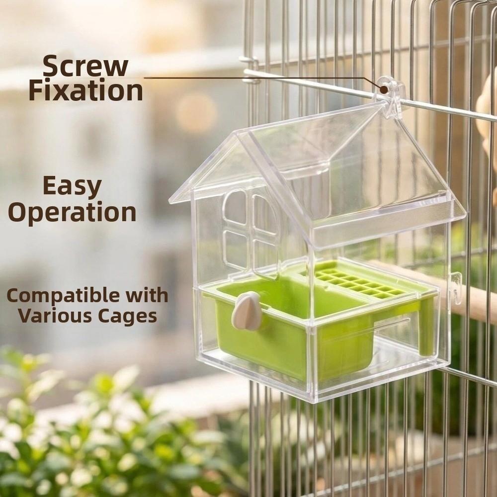 Removable Tray Bird Feeding Bowl Transparent Bird Bath Pet Supplies Parakeet Bathtub for Birds