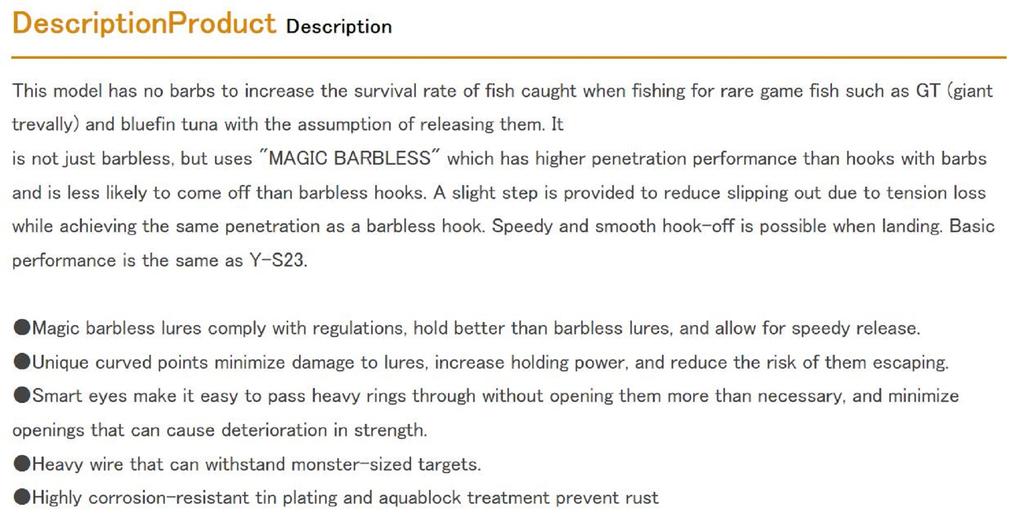 Decoy Y-S23 BL Treble Hook Heavy Duty Barbless Big Size 8/0 (0120)