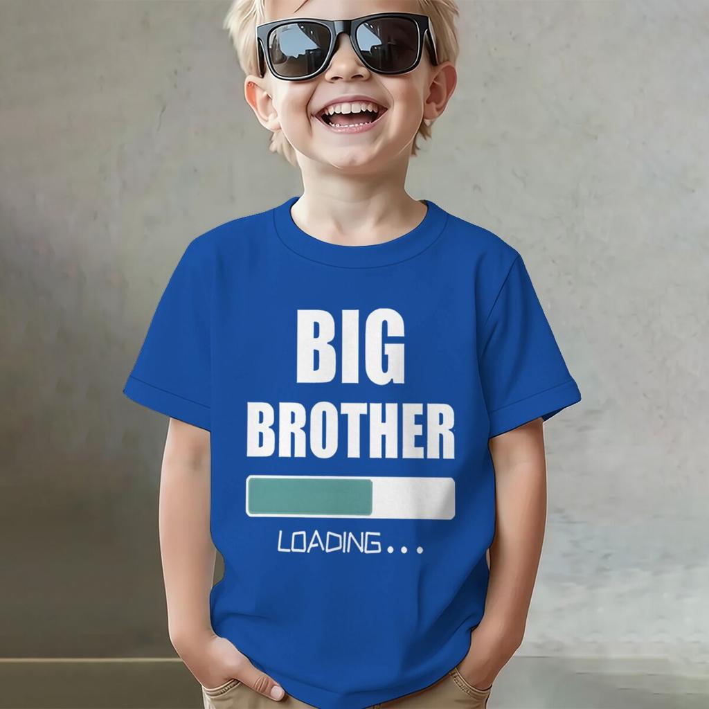 Big Brother Loading Tshirt Kids Short Sleeve Fashion Casual Top New Sibling Gift Big Brother Kids Clothes Cotton Tops