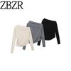 ZA New Arrival Women's ZR Fashion Style Export Shoulder Sexy Asymmetrical Sexy Oblique Neck Backing Shirt 5063829