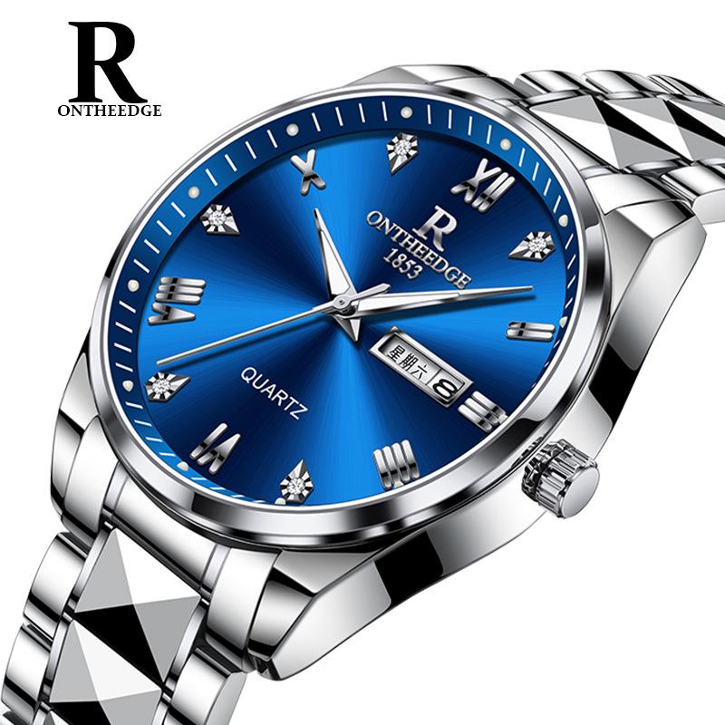 Мужские кварцевые водонепроницаемые светящиеся наручные часы с браслетом из стали, лидер продаж