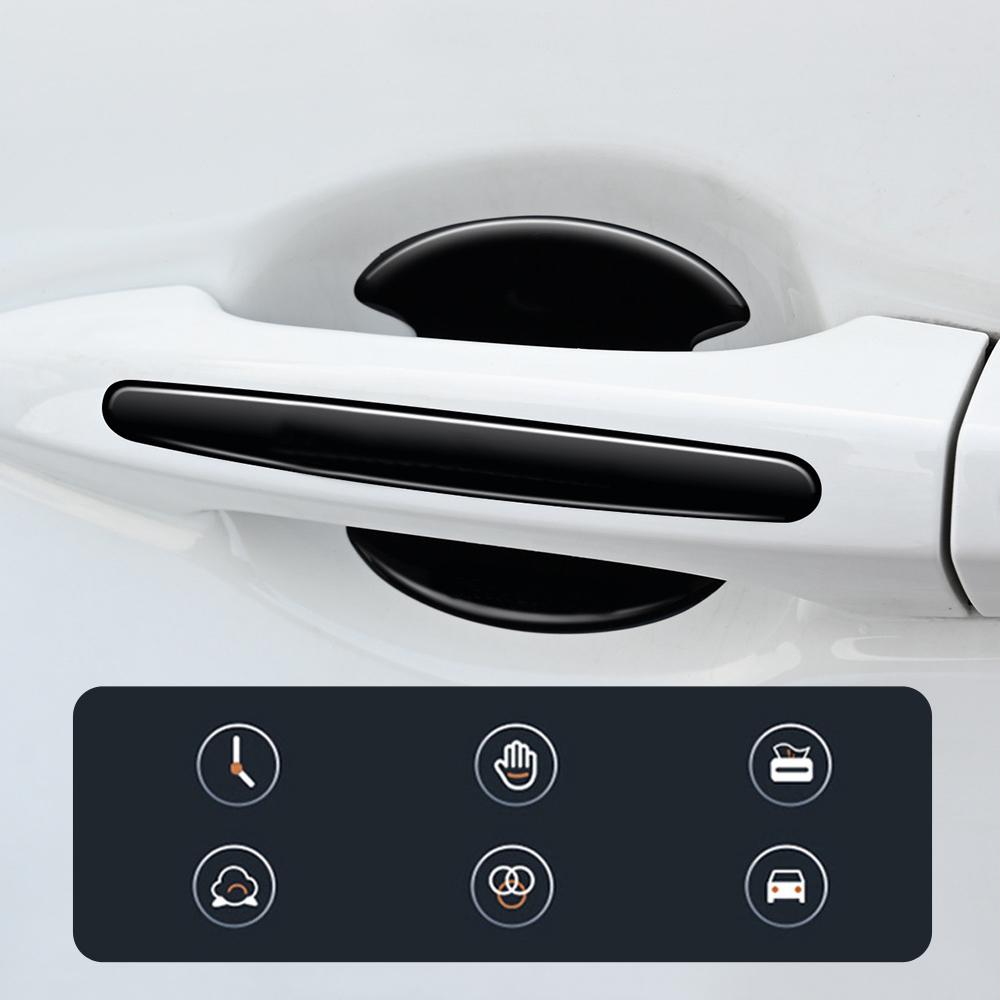8Pcs Car Door Handle Bowl Scratch Anti-scratch Protective Car Stickers Car Handle Anti-collision Protection Strip Exterior Parts