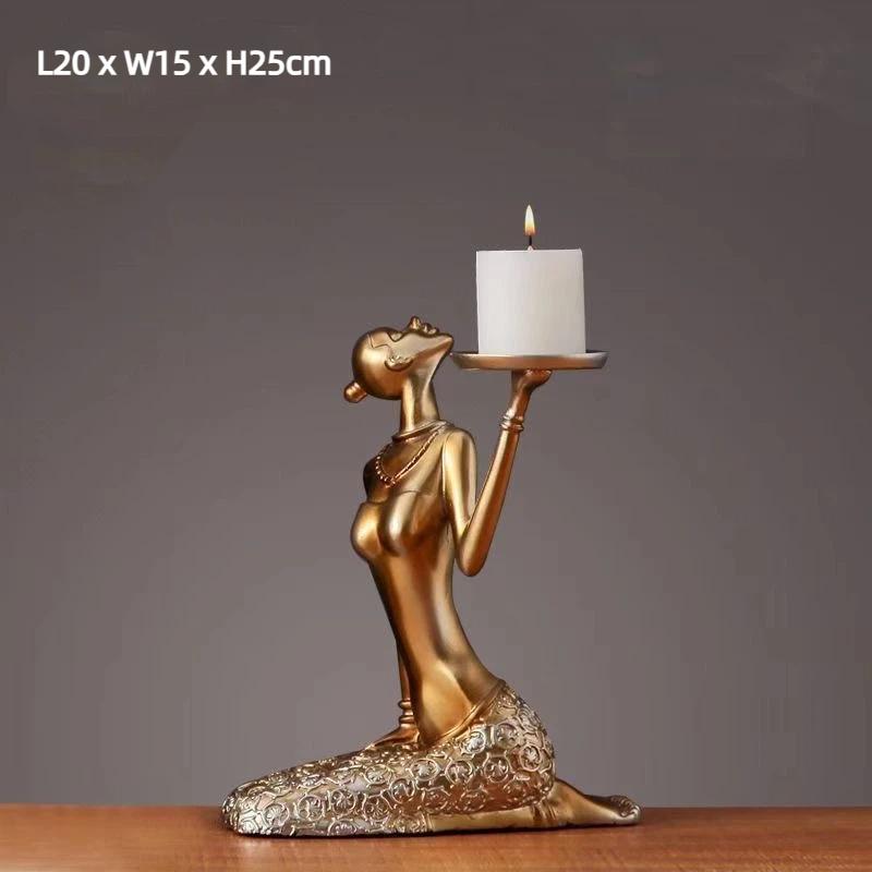 Скандинавский романтический смоляной подсвечник в виде девушки – Креативный декор для обеденного стола и дома