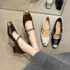 Туфли на плоской подошве для женщин, весна-осень 2024, новые туфли на плоской подошве, модные туфли-лодочки с квадратным носком, размер 35-40