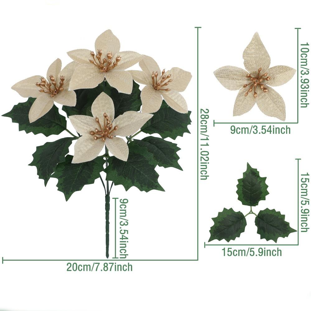 1/3pcs Plastic Plants Christmas Artifical Flowers with 5 Forks Reusable Simulated Flowers Bouquet Creative Christmas Ornaments