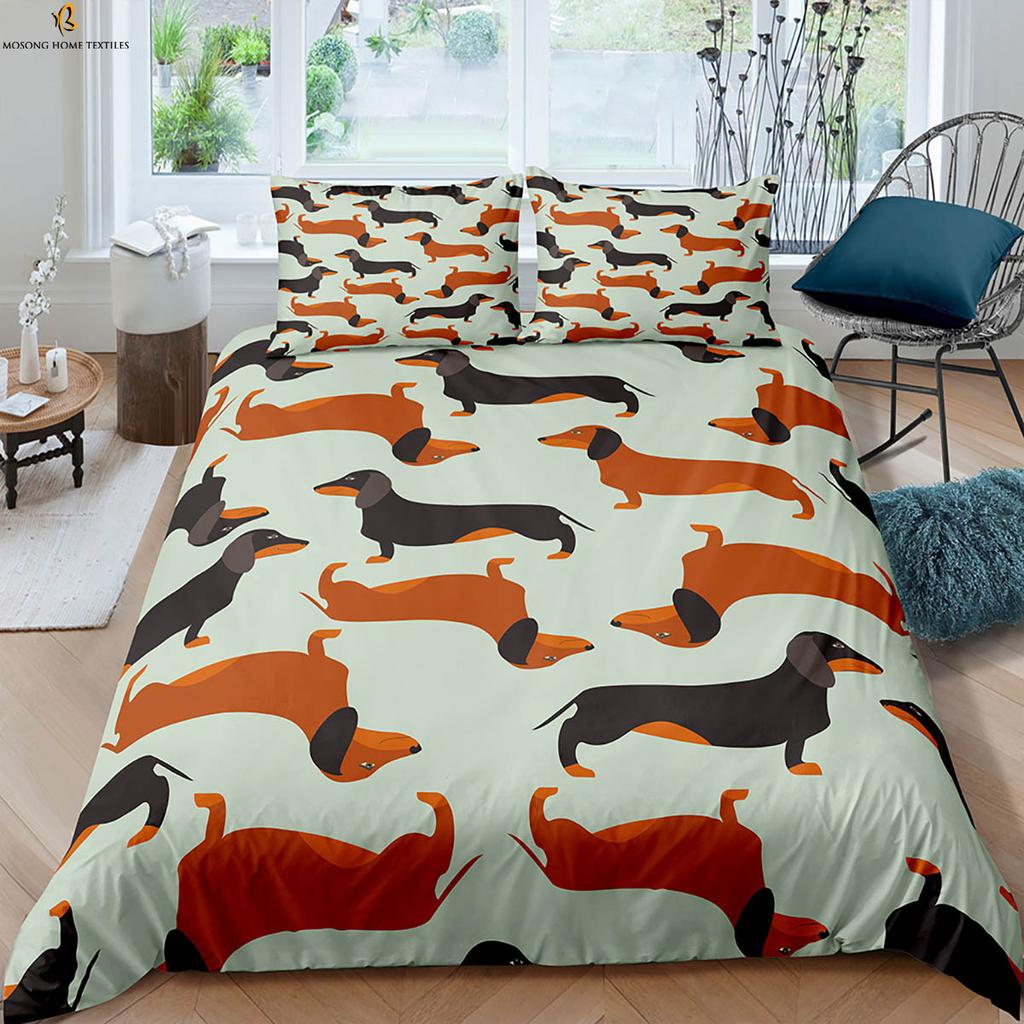 Мультяшный принт с собаками, одеяло с животным принтом, простой стиль, детский постельный комплект для комнаты, пододеяльник, наволочка, набор из трех предметов
