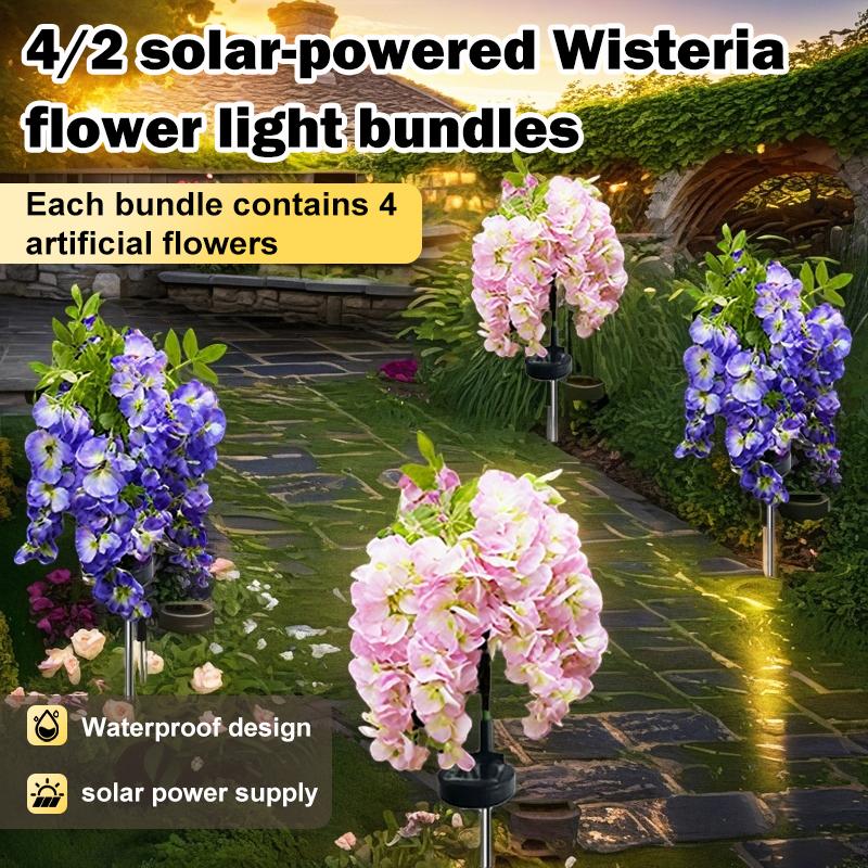 2X Solar Pathway Lights Artificial Wisteria Flowers Solar Light Outdoor Garden Lighting, LED Garden Solar Lights For Yard/Patio/Landscape/Walkway Path