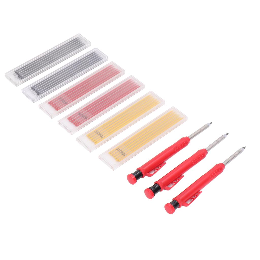 39Pcs Carpenter Pencil Marking Tool Set Kit with 3 Colours Refills for Woodworking
