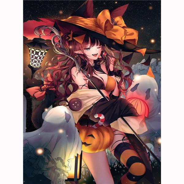 5D Diamond Embroidery Anime Girl Diamond Painting Halloween Pumpkin Cross Stitch Kit Mosaic Picture Home Decoration Kids Gifts