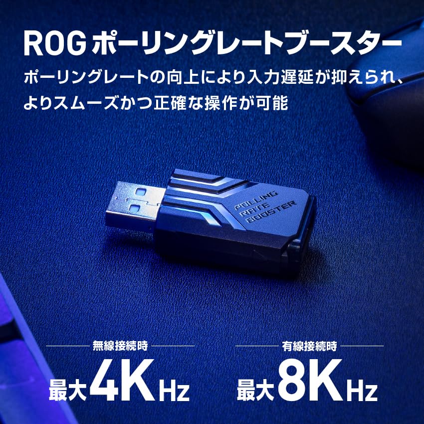 ASUS ROG Keris II Ace Wireless Gaming Mouse, 54g, 8000Hz Polling, Ergonomic Shape, 42K DPI Optical Sensor