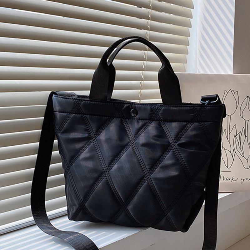Женская однотонная сумка через плечо, большая вместимость, сумка-ведро с ромбовидной решеткой, регулируемый ремень, повседневная сумка-тоут, одинарная сумка через плечо MIT
