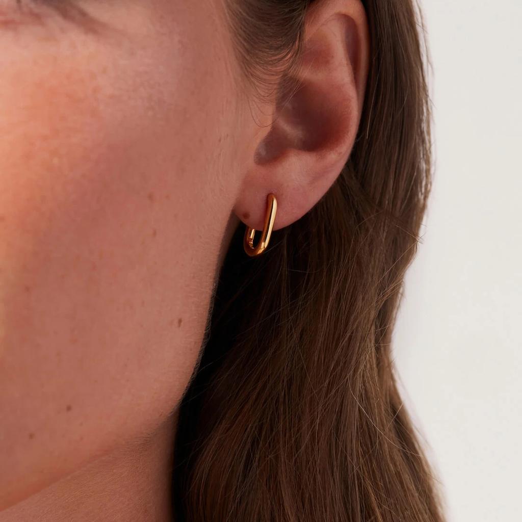 European and American INS Internet celebrity simple titanium steel earrings 11K gold-plated stainless steel gold U-shaped ear buckle women's jewelry