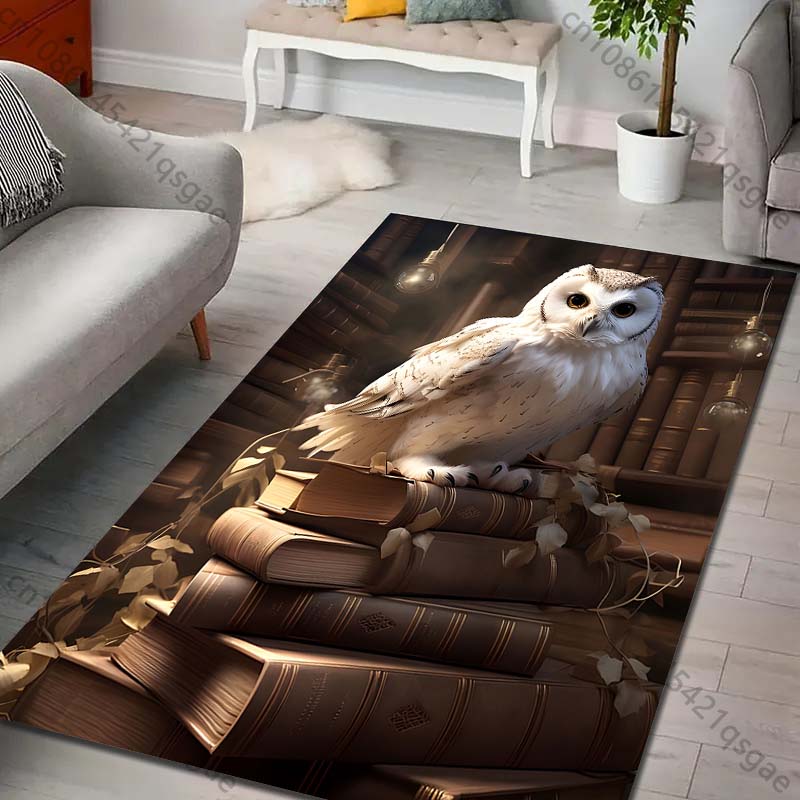 Magic Academy Owl Print Rug Carpet for Living Room Children Bedroom Mat Sofa Doormat Floor Rug Home Decor Anti Slip Mat for Gift