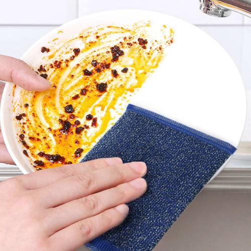Burnt-on dishwashing sponge, stainless steel polishing sponge, rust remover, sink sponge, 4 pieces, random colors