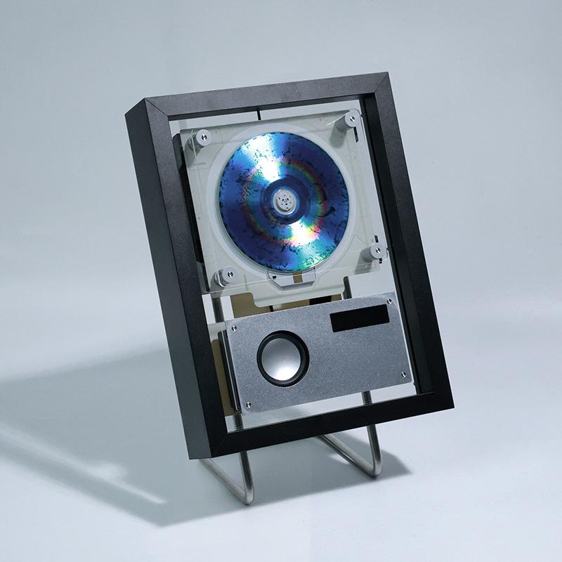 Tech Music Frame CD Player-Dynamic Art Display With Wall-Mounted Bluetooth Speaker, LED Lighting, And Built-In Sound System