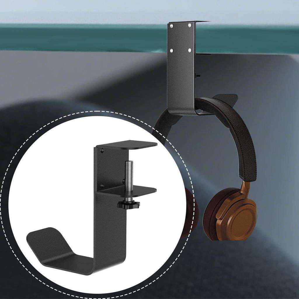 Headphone Holder Under Desk,Gaming Headset Stand Organizer Shelf Desk Space Save Storage Hanger Hook
