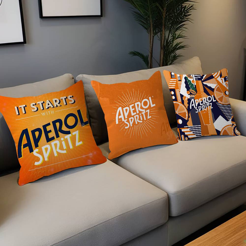 A-Aperol S-Spritz Pillow Cushion Cover Pillowcase Living Room Sofa Home Decor