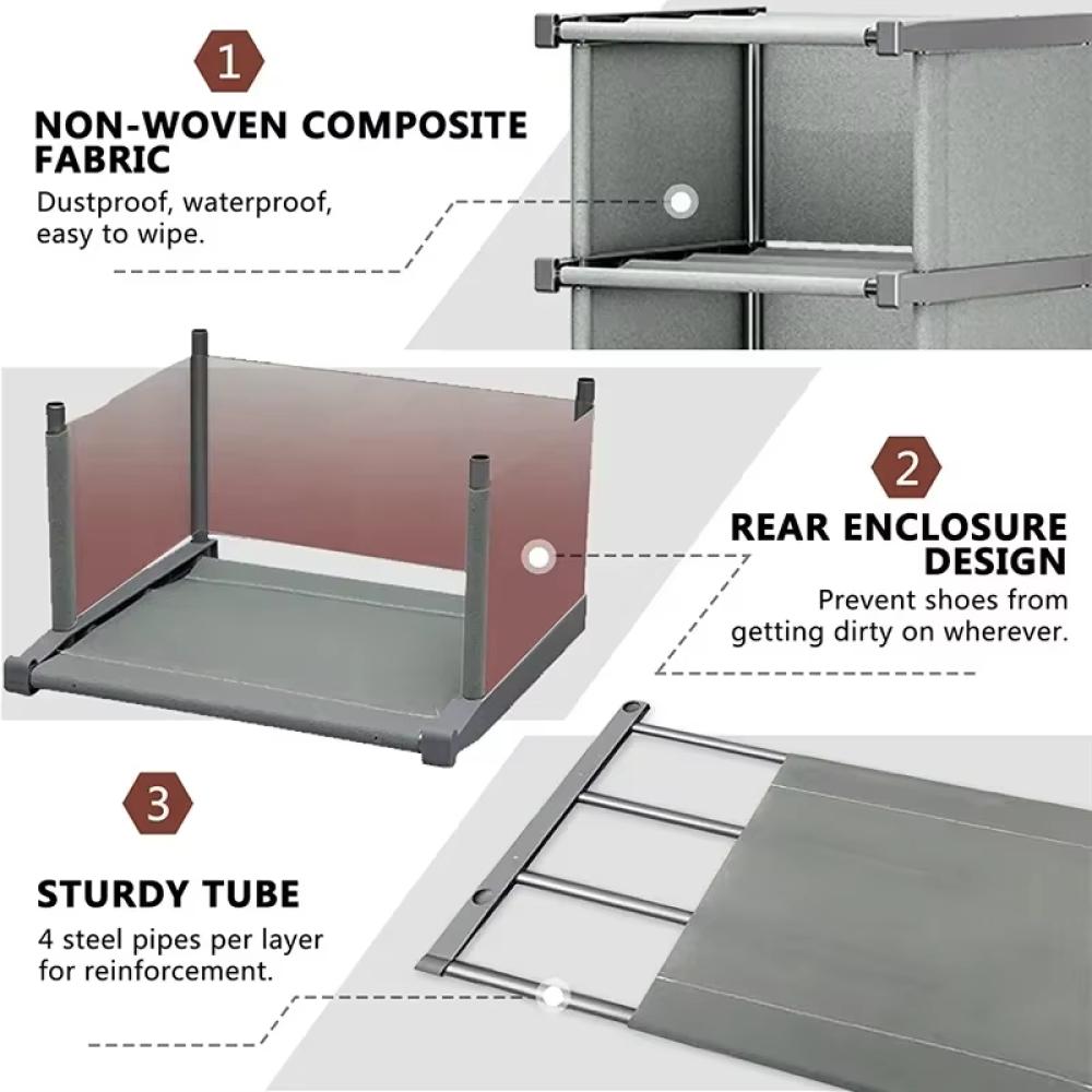 Metal Shoe Organizer Multiple Layers Dormitory Storage Rack Stackable Shelf Adjustable Storage Cabinet Save Space For Bedroom