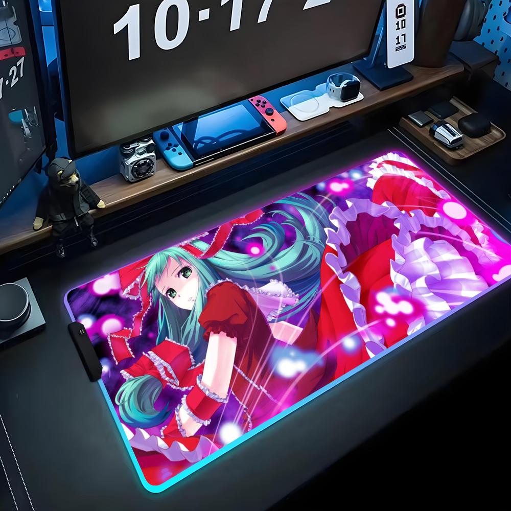 Hina Touhou Коврик для мыши RGB Игровой коврик для мыши Большой светодиодный коврик Настольный коврик для ПК Светящийся коврик для мыши Большие коврики для клавиатуры Настольный ковер с подсветкой