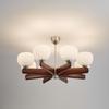 French Vintage Solid Wood Chandelier: Mid-Century Style for Living Room, Dining Room, Bedroom, or Hallway