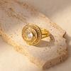 Round Zircon Stainless Steel Open Rings For Women Gold Color Geometric Trendy Wedding Ring High Quality Jewelry Accesories