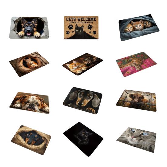 Yousheng Реалистичный коврик для пола с животными 3D ковер с оптической иллюзией Коврик для входа с милым котом Нескользящий коврик для собак для ванной комнаты, кухни, гостиной, спальни