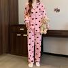 Весна осень Женский пижамный комплект серые сердечки с принтом Пижамы для женщин с длинными рукавами и штаны Пижамы для отдыха Домашняя одежда