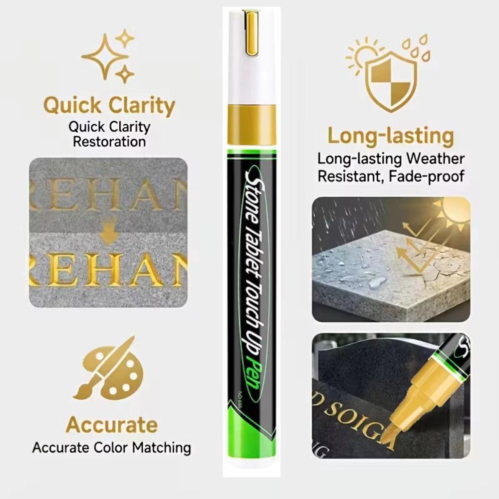 Gold Color Tombstone Touch Up Paint Pen Tombstone Inscription Pen Tombstone Restoration