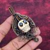 Howlite Copper Wire Wrapped Pendant Titanium Bead Eyes Jewelry Skull Bone Face Pendant