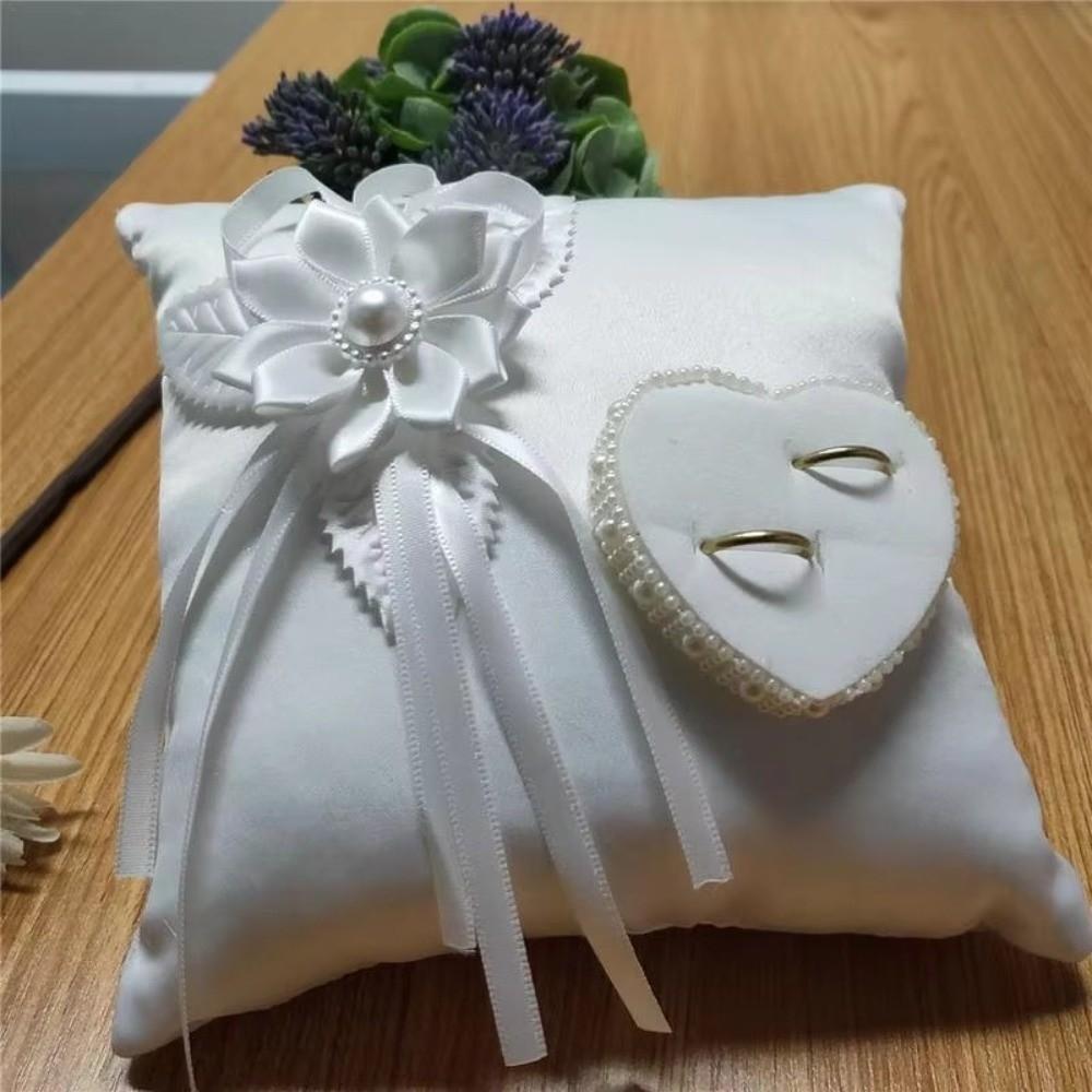 Handmade Bridal Ring Cushion Ribbon Decoration Wedding Ring Holder Engagement Ceremony