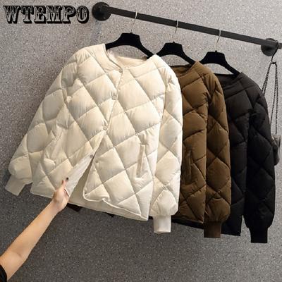 Короткая хлопковая куртка-пуховик женская зимняя легкая куртка для отдыха с ромбовидной решеткой