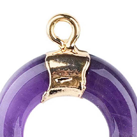 DIY Pendant Gold-Plated Edging Crescent Horn Design Natural Imitation Crystals Jade Necklace Bracelet Earrings Charm DIY Jewelry Making