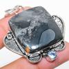 Natural Maligano Jasper, Blue Topaz 925 Sterling Silver Pendant 2.25" W4n84
