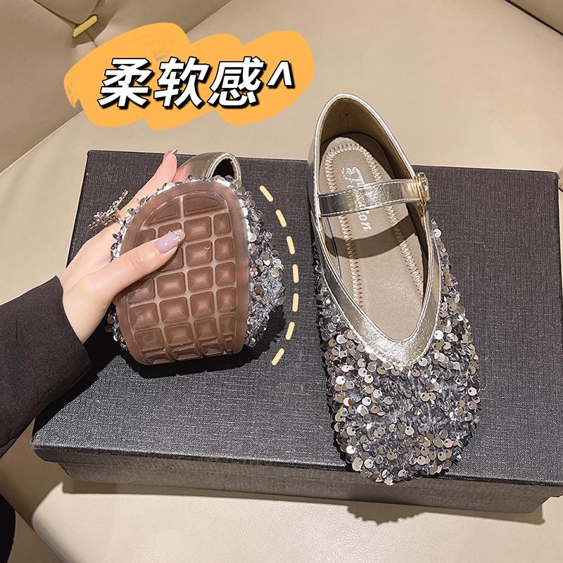 2024 женская обувь, новая весенне-осенняя обувь, комплект обуви на плоской подошве с открытым носком, женские туфли-бобы, женские одиночные туфли с блестками